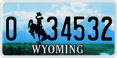 WY license plate 034532