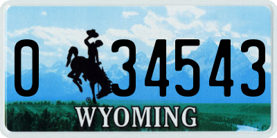 WY license plate 034543