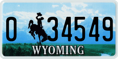 WY license plate 034549