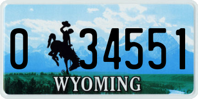 WY license plate 034551