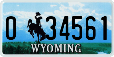 WY license plate 034561