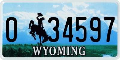 WY license plate 034597