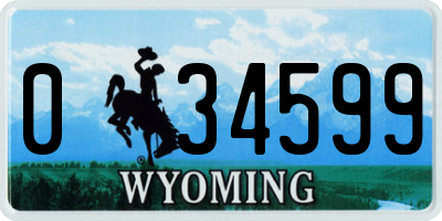 WY license plate 034599