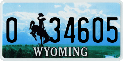 WY license plate 034605