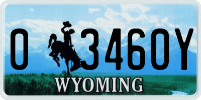 WY license plate 03460Y