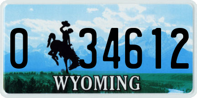 WY license plate 034612
