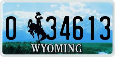 WY license plate 034613