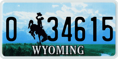 WY license plate 034615