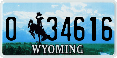 WY license plate 034616