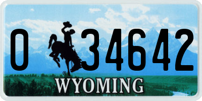 WY license plate 034642