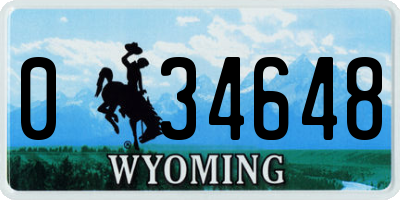 WY license plate 034648