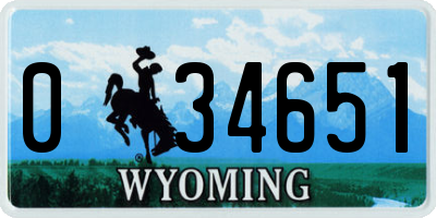 WY license plate 034651