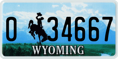 WY license plate 034667