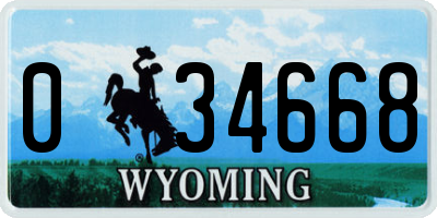 WY license plate 034668