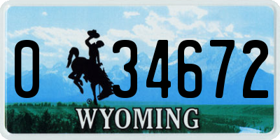 WY license plate 034672