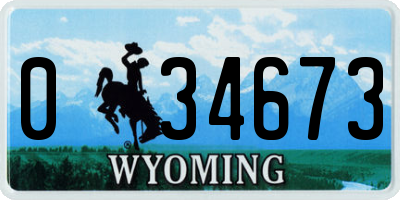 WY license plate 034673