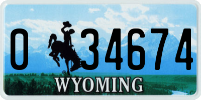 WY license plate 034674