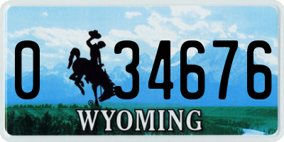 WY license plate 034676