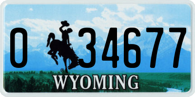 WY license plate 034677