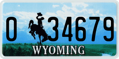 WY license plate 034679