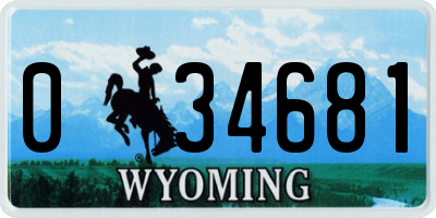 WY license plate 034681