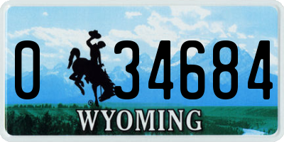 WY license plate 034684