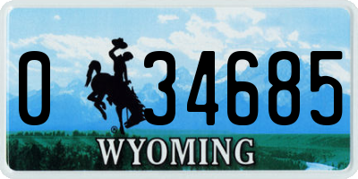 WY license plate 034685