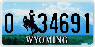 WY license plate 034691