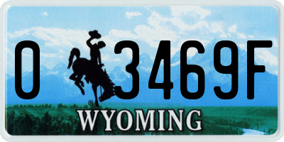 WY license plate 03469F