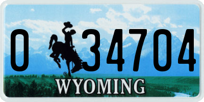 WY license plate 034704