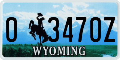 WY license plate 03470Z