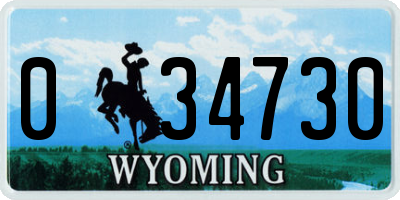 WY license plate 034730