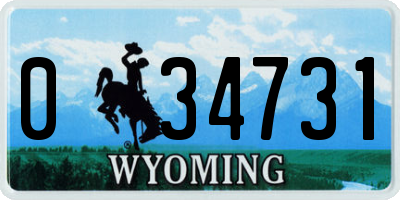WY license plate 034731
