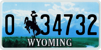 WY license plate 034732