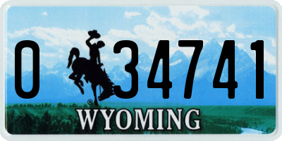WY license plate 034741