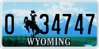 WY license plate 034747