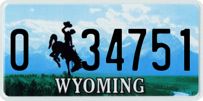 WY license plate 034751