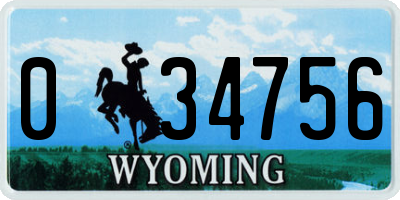 WY license plate 034756