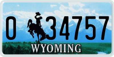 WY license plate 034757