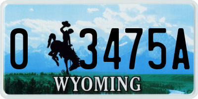 WY license plate 03475A
