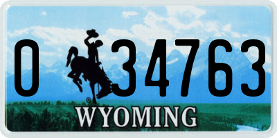 WY license plate 034763