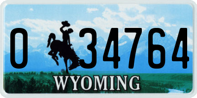 WY license plate 034764