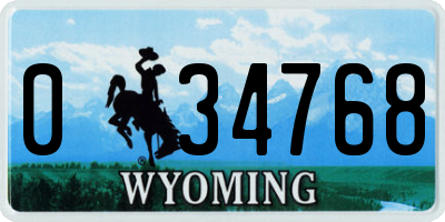 WY license plate 034768
