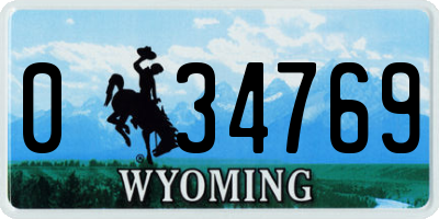 WY license plate 034769