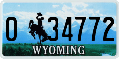 WY license plate 034772