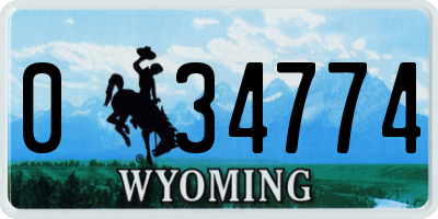 WY license plate 034774