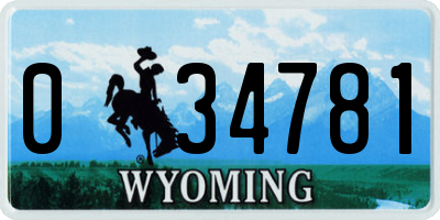 WY license plate 034781