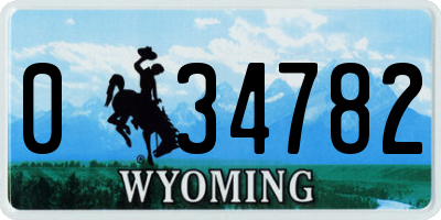 WY license plate 034782