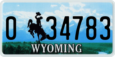 WY license plate 034783