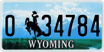 WY license plate 034784